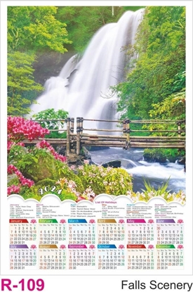 R109 Falls  Scenery Plastic Calendar Print 2024