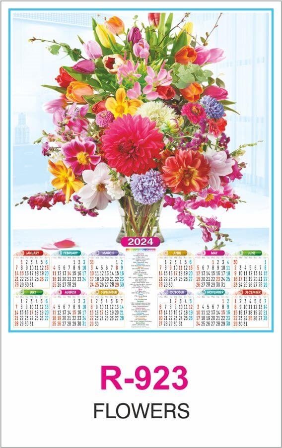 R923 Flowers  RealArt Calendar Print 2024