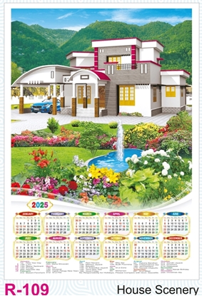 R109 House Scenery Plastic Calendar Print 2025