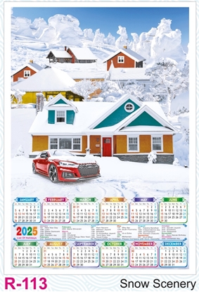 R113 Snow Scenery Plastic Calendar Print 2025