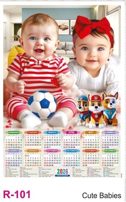 R101 Cute Babies Plastic Calendar 2026 Printing