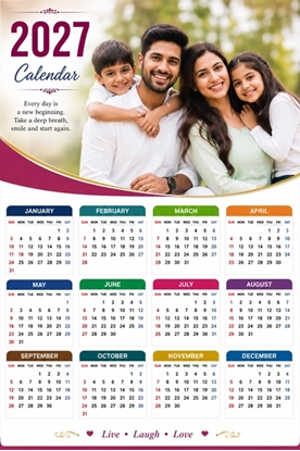 Personalized Wall Calendar Print 2027