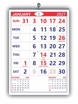 VP801 English 14x20" 12 sheets monthly wall calendar 2027