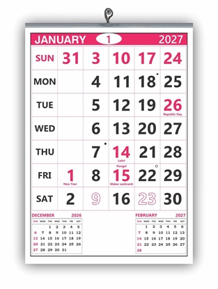 VP901 English 14x20" 12 sheets monthly wall calendar 2027