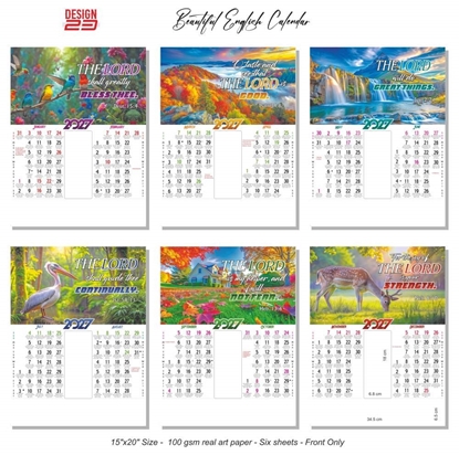 AC23 15x20" English 6 Sheets Front Only Christian Monthly Calendar Print 2027